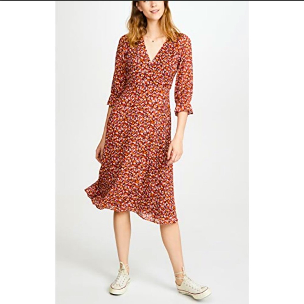 Madewell Clipdot Prairie Spring Midi Dress - Sz 4